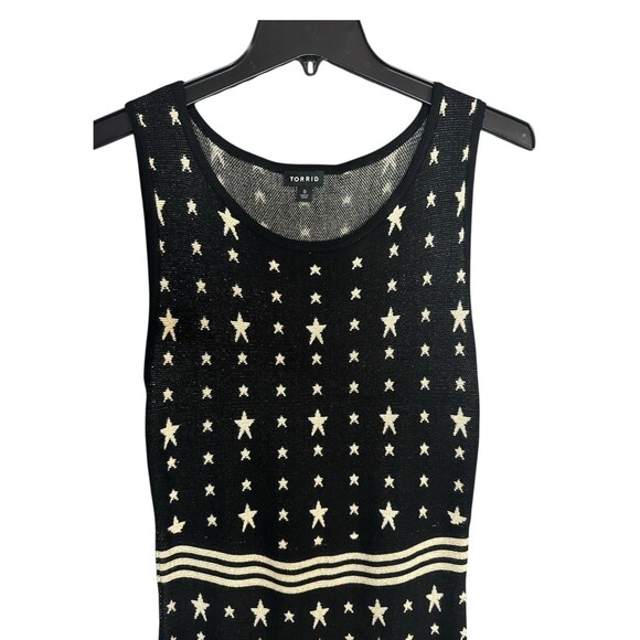 Torrid Black & White Sleeveless Sweater Knit Star Skater Dress Fit Flare Large - Picture 5 of 11